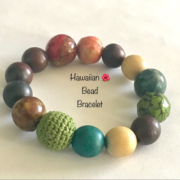 Artisan Jewelry - HAWAIIAN BEAD STRETCH BRACELET MULTI COLOR